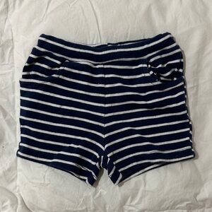 Navy and White Striped Shorts